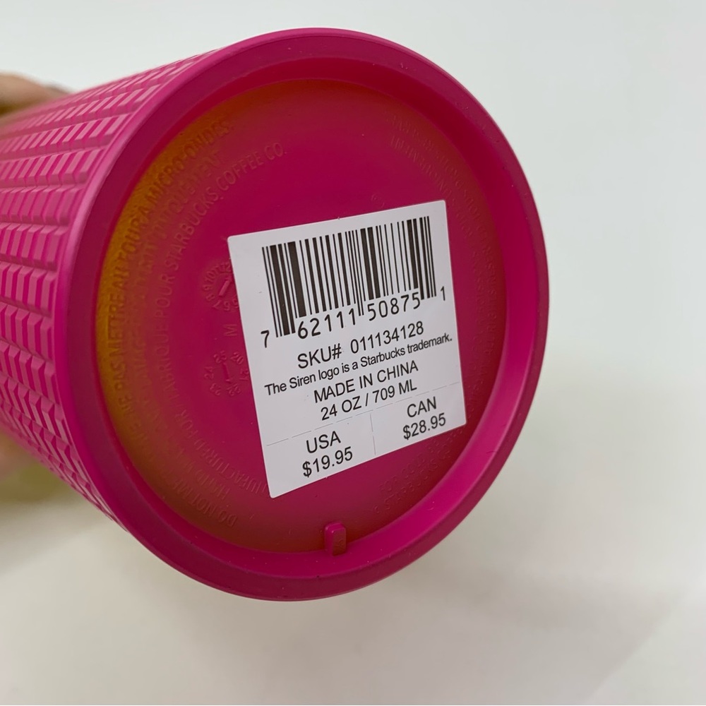 Starbucks Limited Edition Yellow Pink Ombre Jewel Grid Tumbler 2022 Tall 24 oz - Picture 7 of 7